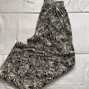 Black and beige floral pants.